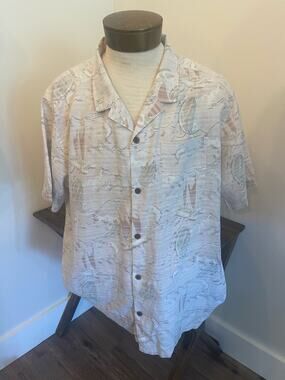 Patagonia Pataloha Hawaiian Button Down Size XXL Waves Boats Nautical Ocean